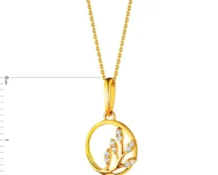 Złota zawieszka z cyrkoniami - liście