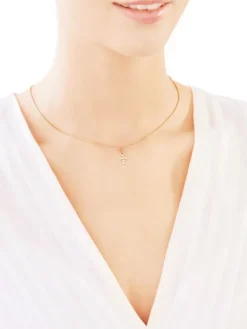 Złota zawieszka z cyrkoniami - krzyż