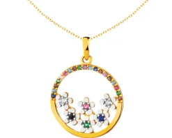 Złota zawieszka z cyrkoniami - kwiaty