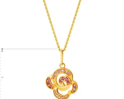 Złota zawieszka z cyrkoniami - kwiat