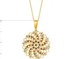 Złota zawieszka z cyrkoniami - rozeta