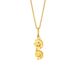 Złota zawieszka z cyrkoniami - kwiaty