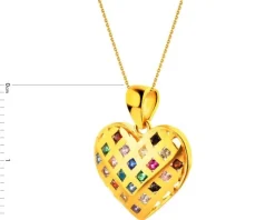 Złota zawieszka z cyrkoniami - serce