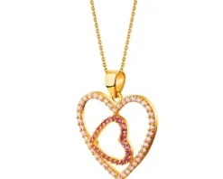 Złota zawieszka z cyrkoniami - serca