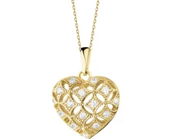 Złota zawieszka z cyrkoniami - serce