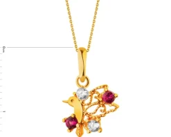 Złota zawieszka z cyrkoniami - koliber