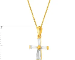 Złota zawieszka z cyrkoniami - krzyż