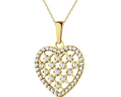 Złota zawieszka z cyrkoniami - serce
