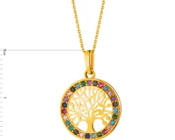 Złota zawieszka z cyrkoniami - drzewko