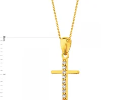 Złota zawieszka z cyrkoniami - krzyż