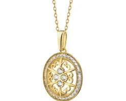 Złota zawieszka z cyrkoniami - rozeta