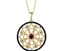 Złota zawieszka z cyrkoniami - rozeta