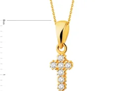 Złota zawieszka z cyrkoniami - krzyż