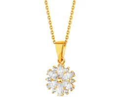 Złota zawieszka z cyrkoniami - kwiat