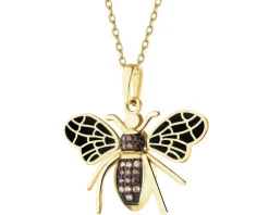 Złota zawieszka z cyrkoniami i emalią - owad