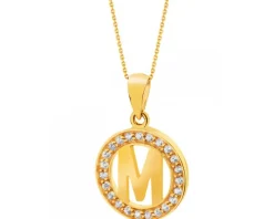Złota zawieszka z cyrkoniami - litera M
