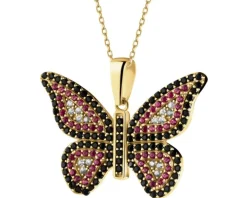 Złota zawieszka z cyrkoniami - motyl