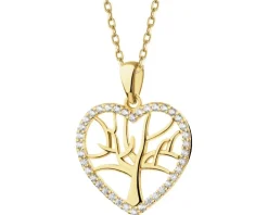 Złota zawieszka z cyrkoniami - serce, drzewko