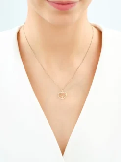 Złota zawieszka z cyrkoniami - serce, drzewko