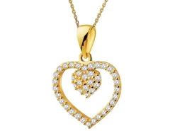 Złota zawieszka z cyrkoniami - serce