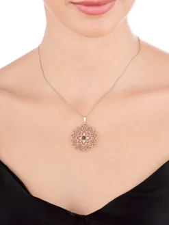 Złota zawieszka z cyrkoniami - rozeta