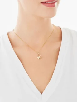 Złota zawieszka z cyrkoniami - serce, motyl