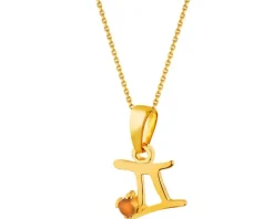 Złota zawieszka z cytrynem - Bliźnięta