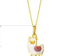 Złota zawieszka z emalią - alpaka