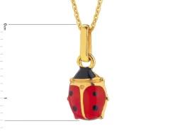 Złota zawieszka z emalią - biedronka