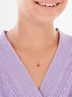 Złota zawieszka z emalią - biedronka