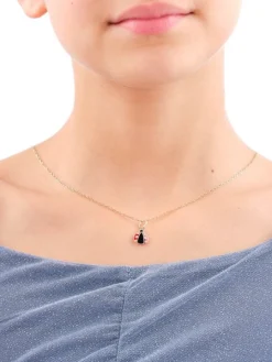 Złota zawieszka z emalią - biedronka