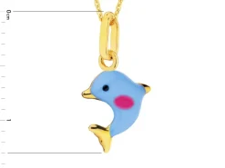 Złota zawieszka z emalią - delfin