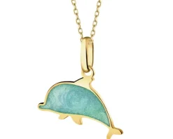 Złota zawieszka  z emalią - delfin