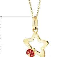Złota zawieszka z emalią - gwiazda, biedronka