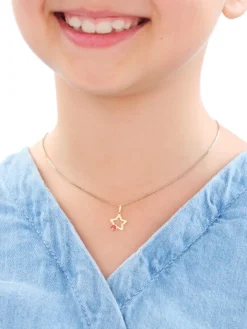 Złota zawieszka z emalią - gwiazda, biedronka