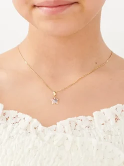 Złota zawieszka z emalią - gwiazda, jednorożec