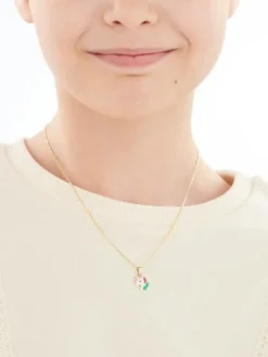 Złota zawieszka z emalią - jednorożec