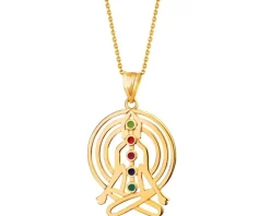Złota zawieszka z emalią - joga