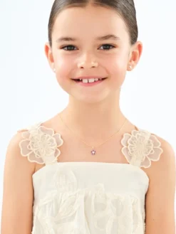 Złota zawieszka z emalią - kwiat