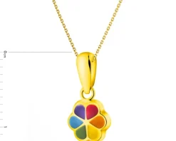 Złota zawieszka z emalią - koniczyna