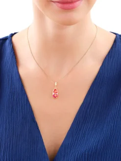 Złota zawieszka z emalią - kwiaty