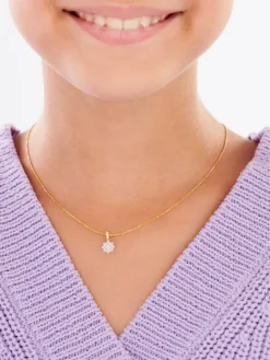 Złota zawieszka z emalią - kwiat