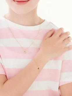 Złota zawieszka z emalią - koniczyna, biedronka