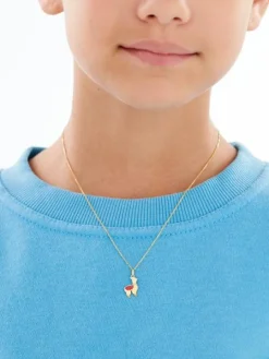 Złota zawieszka z emalią - lama