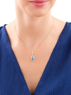 Złota zawieszka z emalią - liście monstery