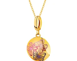 Złota zawieszka z emalią - motyle