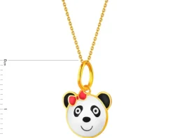 Złota zawieszka z emalią -  miś panda