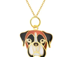 Złota zawieszka z emalią - piesek