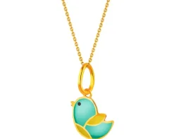 Złota zawieszka z emalią - ptak