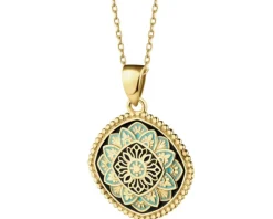 Złota zawieszka z emalią  - rozeta